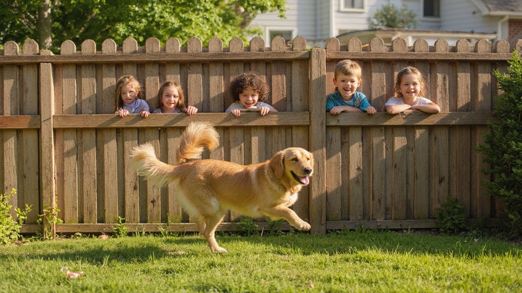 Open yard without fencing showing safety risks for children and pets