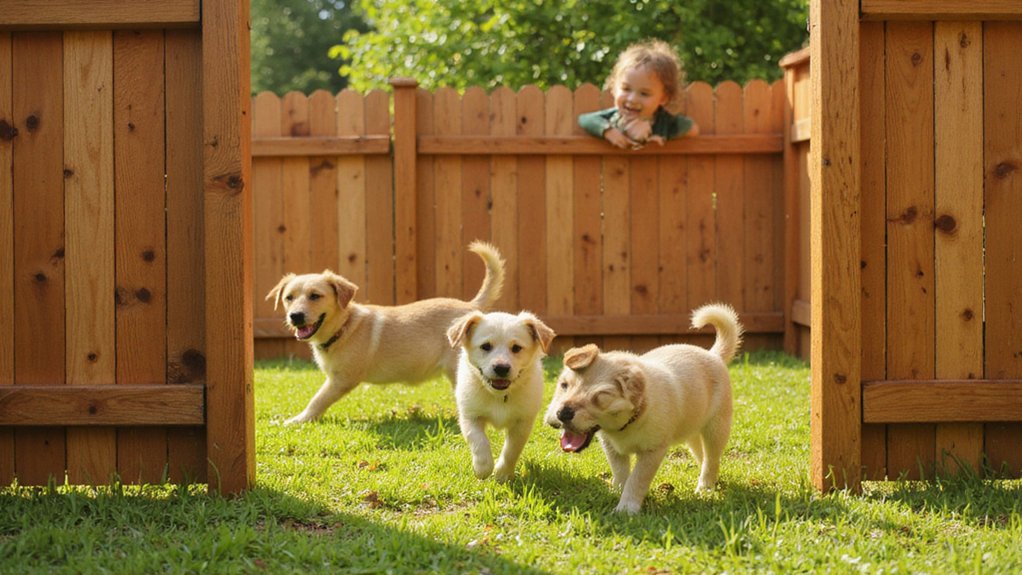 Secure backyard enclosed with a wood fence for kids and pets