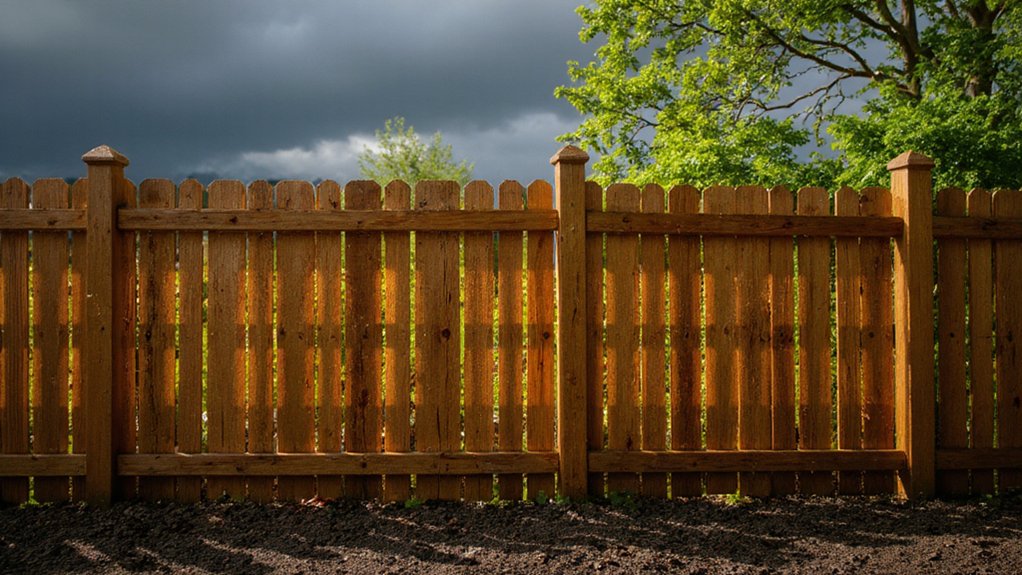 Fence exposed to rain, sun, and wind showing how climate affects fence durability