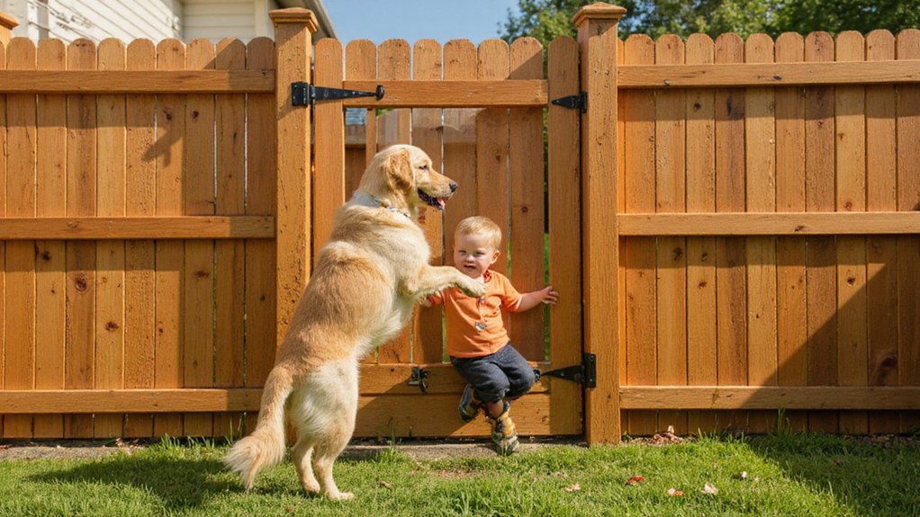 Homeowner inspecting and maintaining a wood fence
