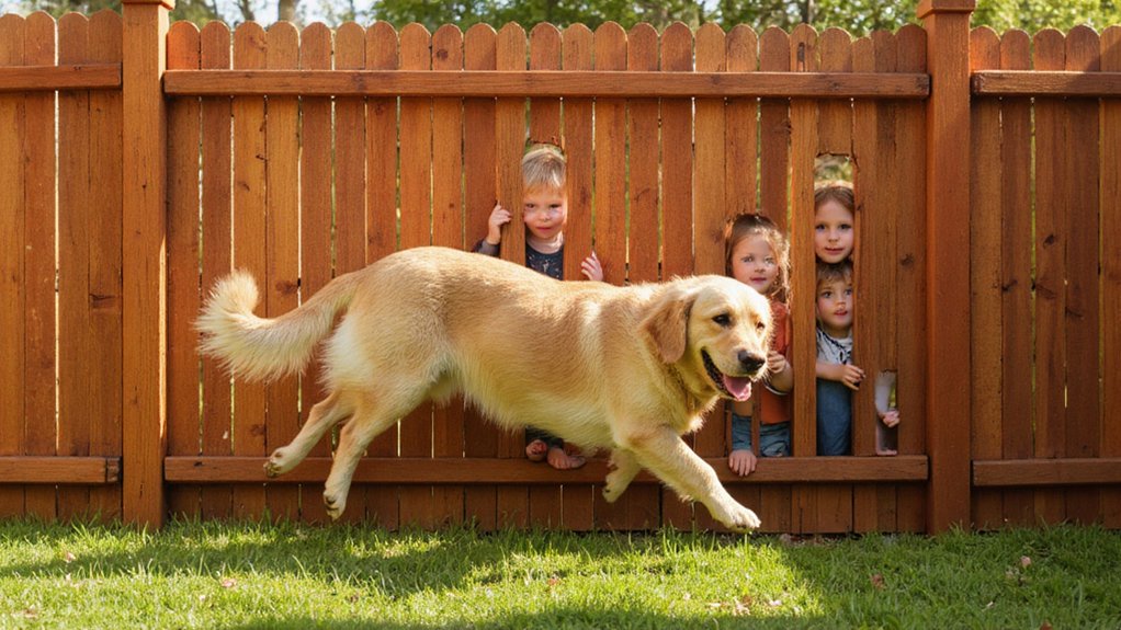 Wood fencing providing safety and security around a home