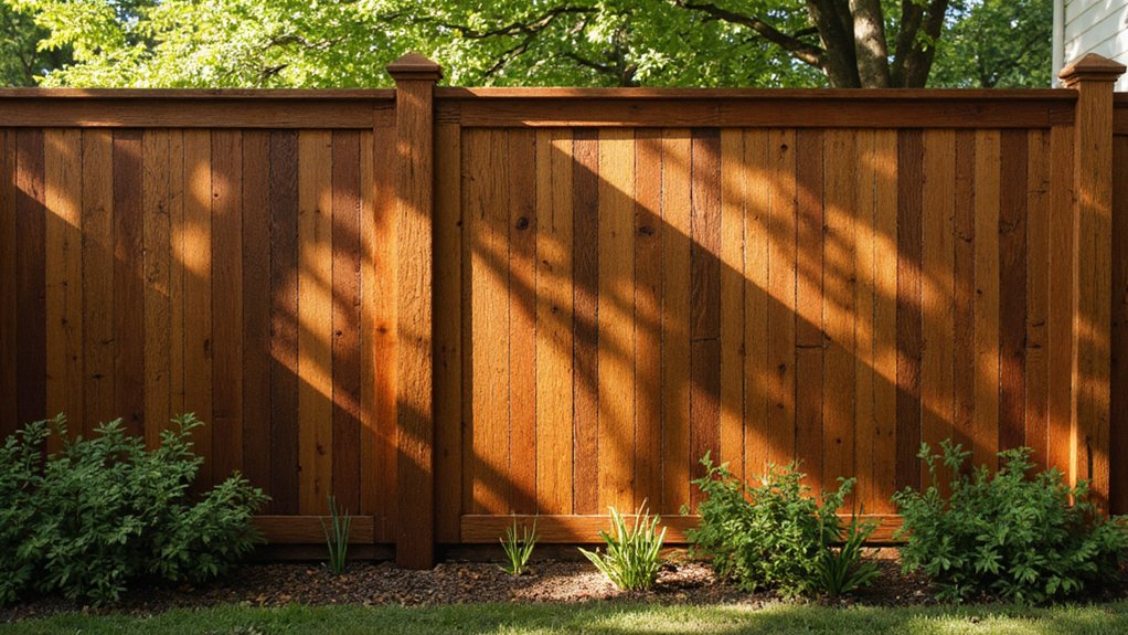 Wood privacy fence providing backyard seclusion and noise reduction
