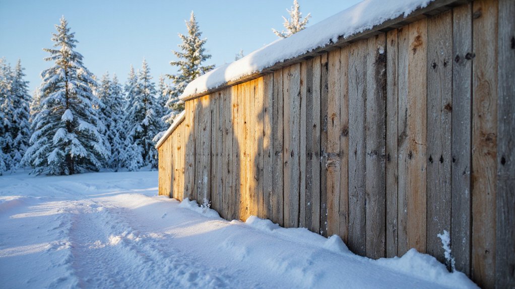 Residential fence designed for snow wind and cold Canadian climate