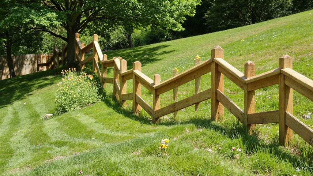 Measuring and planning a fence layout on a sloped backyard