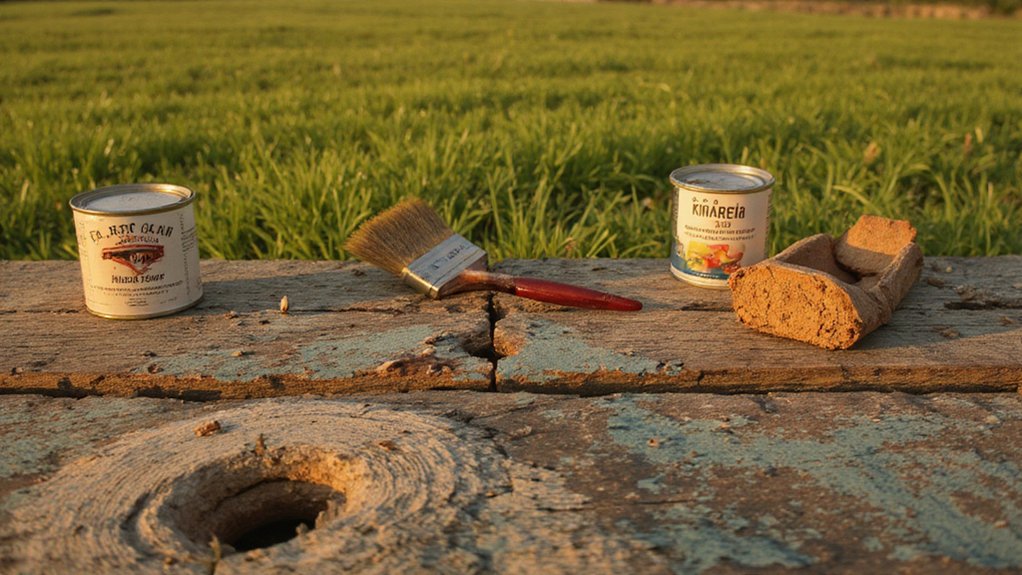 Wood fence showing early signs of wear during a routine maintenance inspection