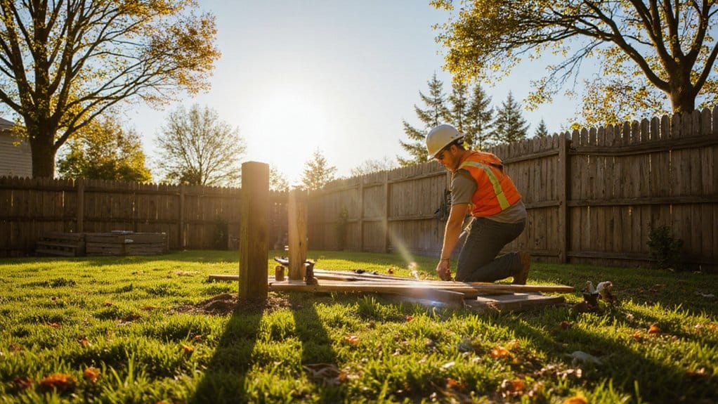 Fence contractor planning installation timeline with tools and materials
