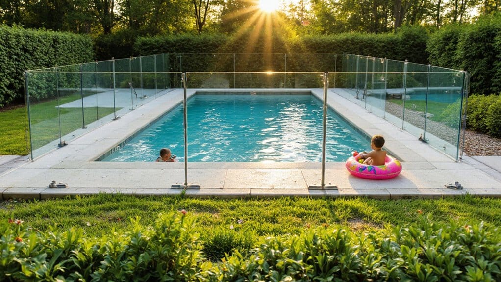 Pool fence acting as a child safety barrier around a residential swimming pool