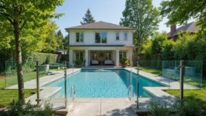 Safest fence for a pool area installed around a family backyard swimming pool