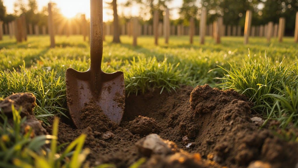 Digging fence post holes in properly thawed soil during installation