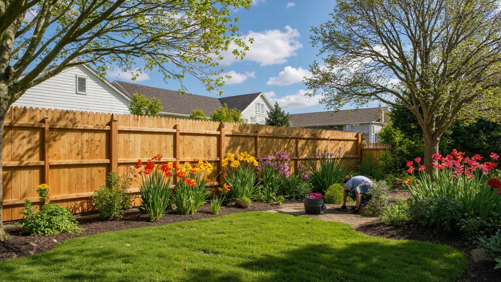 Fence installation in spring with thawed soil and moderate temperatures