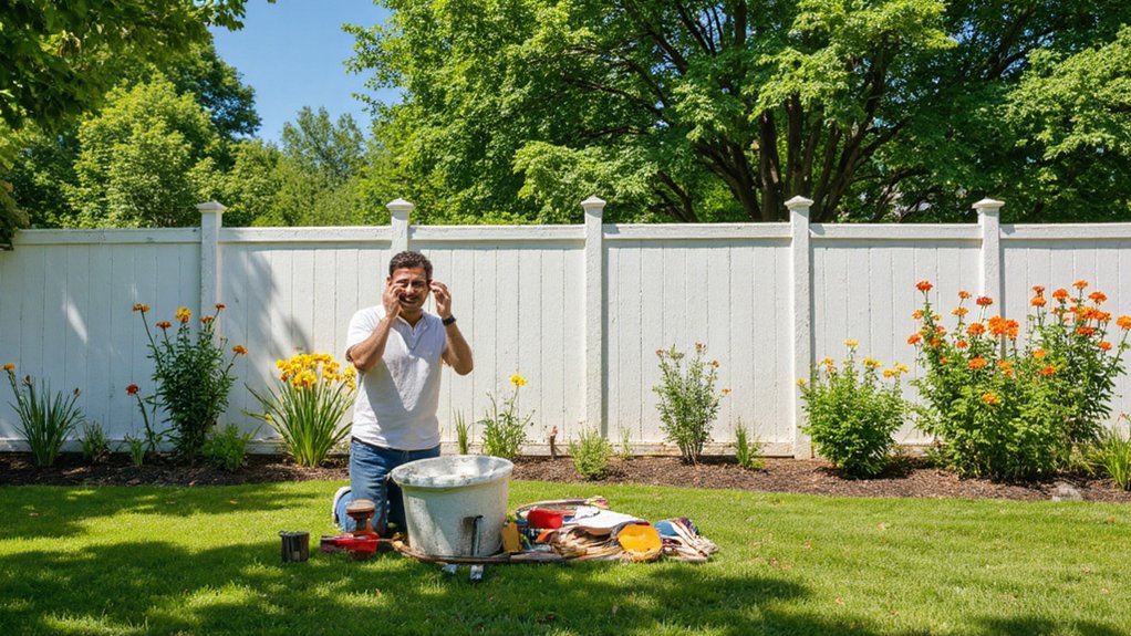 Fence being installed in summer with dry ground and long daylight hours