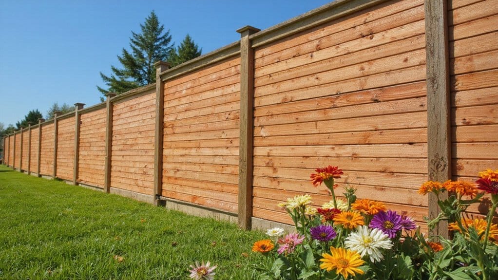 Composite fence panels made from recycled wood and plastic designed for long lasting durability.