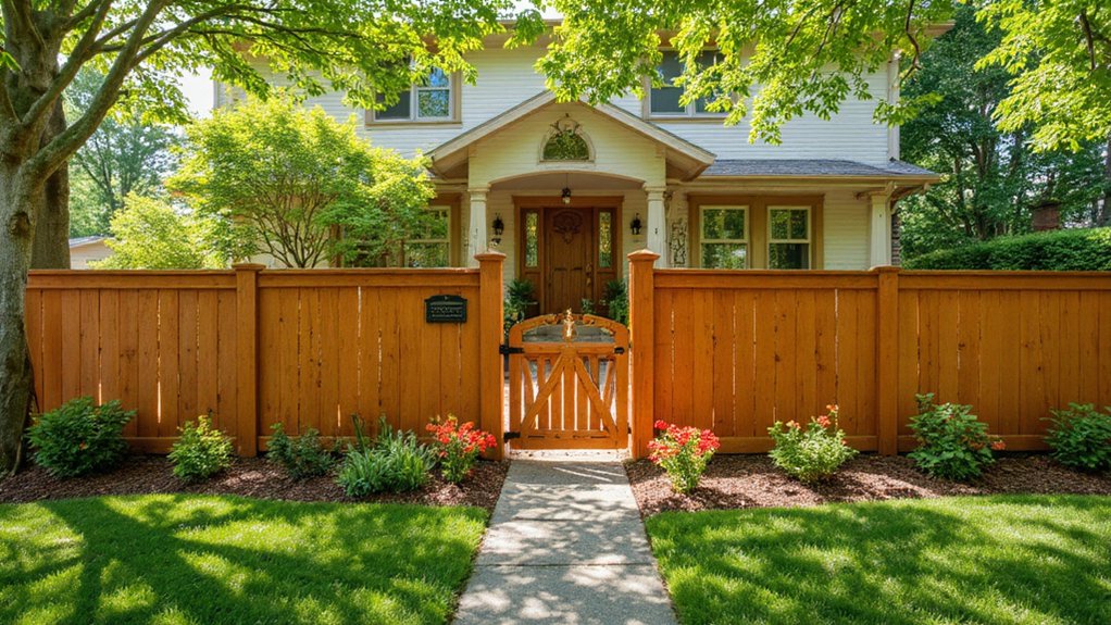 decorative fence improving curb appeal of residential front yard