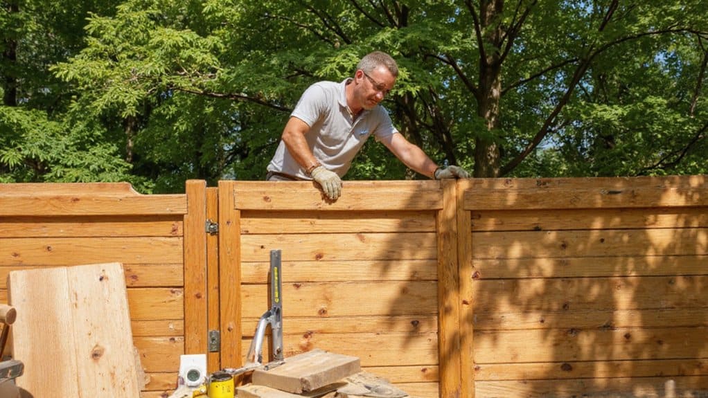 Fence installers demonstrating quality workmanship during fence construction