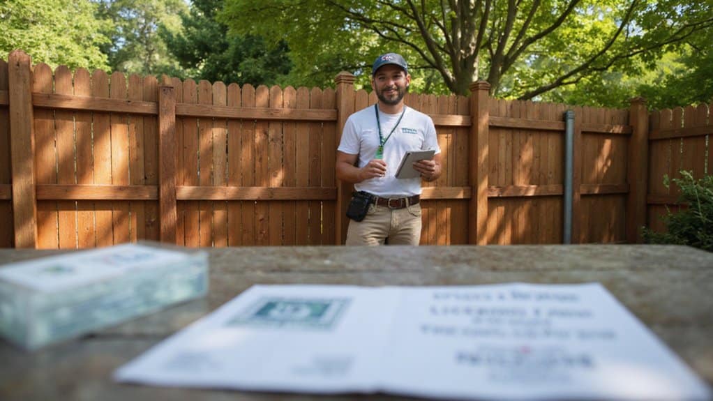 Licensed and insured fence installers reviewing fencing plans before installation