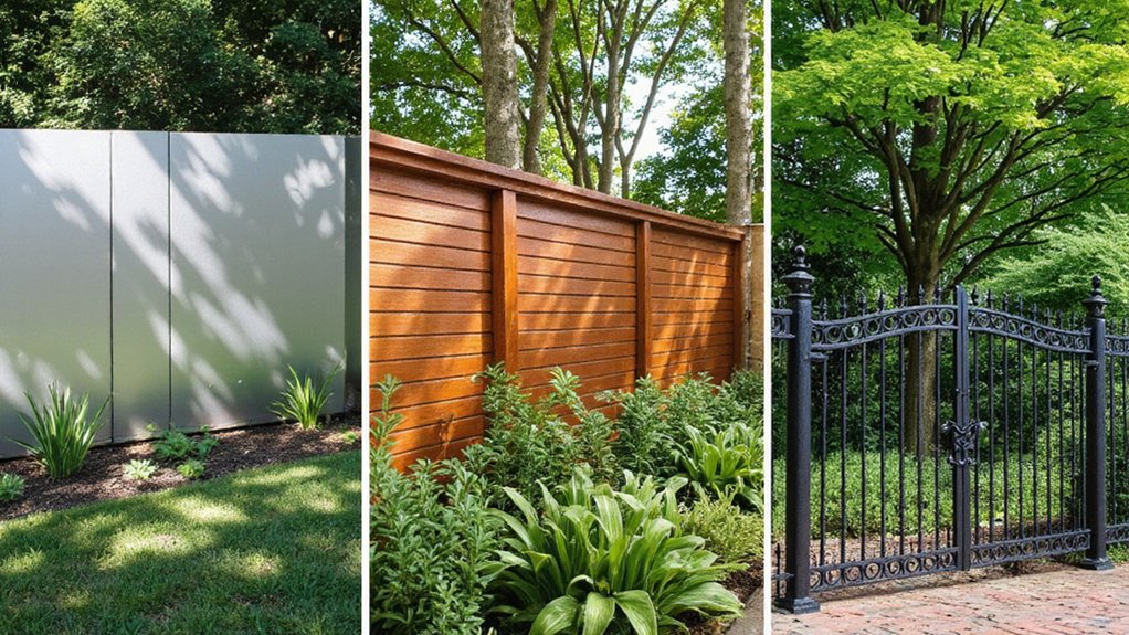 Metal fencing types including steel, aluminum, and wrought iron used for durability and security.