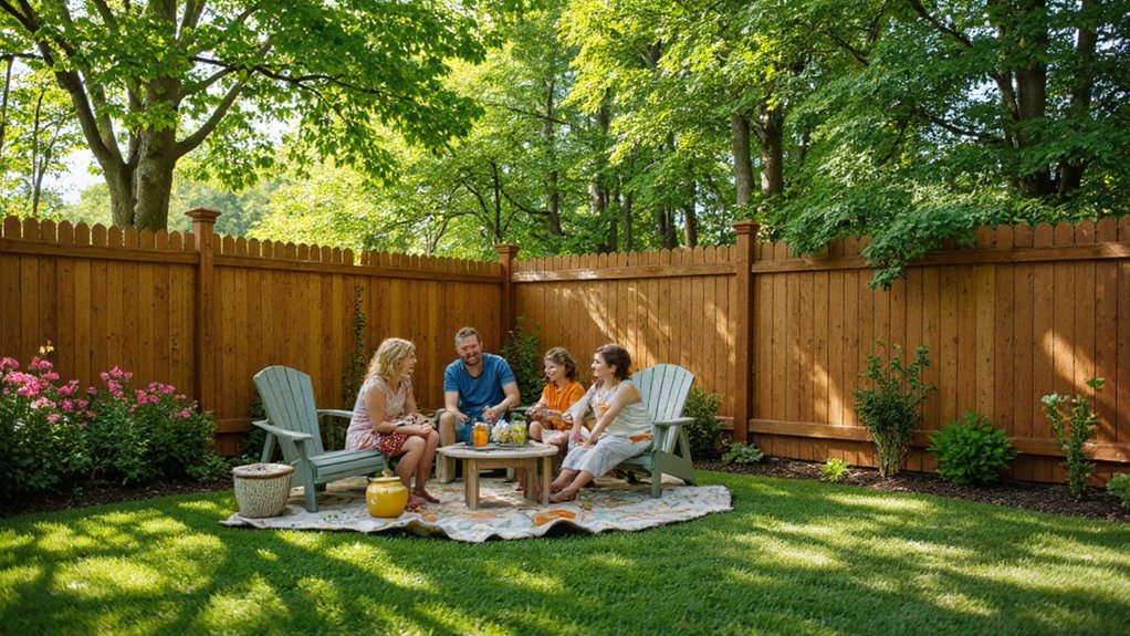 privacy fence providing backyard security for residential home