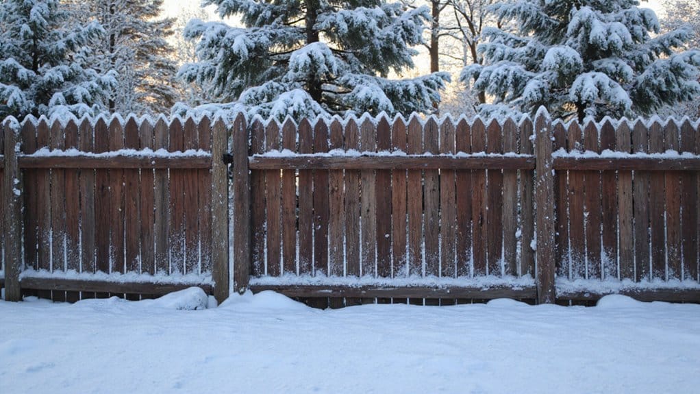 Vinyl and metal fence materials suitable for winter conditions