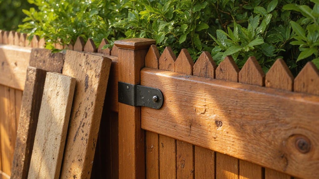 Different fence materials including vinyl, wood, and metal for weather resistance