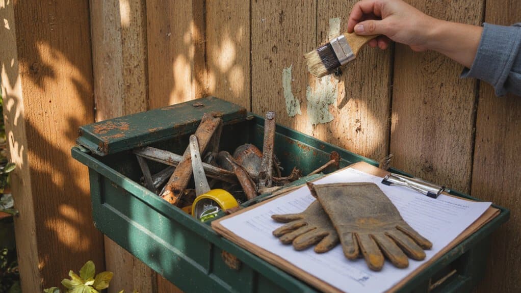 Close-up of fence inspection showing loose boards and structural issues