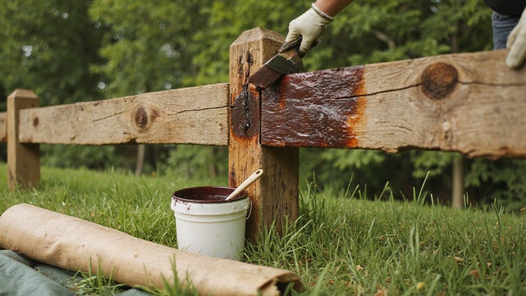 Repairing damaged fence boards and treating surface for protection