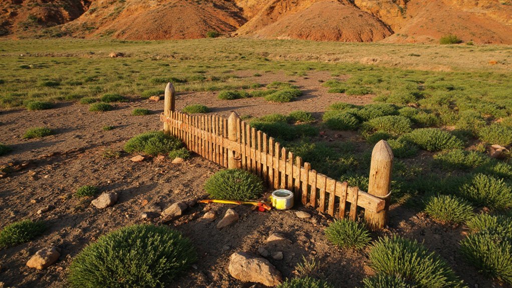 Assessing soil conditions and terrain before installing fence posts