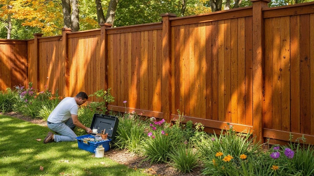 Fence maintenance throughout the year showing clean and well-kept backyard fencing