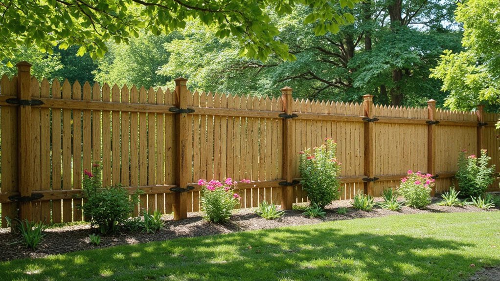 Homeowner inspecting and repairing a deer fence for maintenance