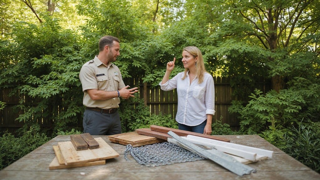 Different fencing material options including wood vinyl and metal fencing