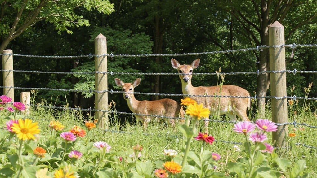 Electric fence system used to deter deer from entering a property