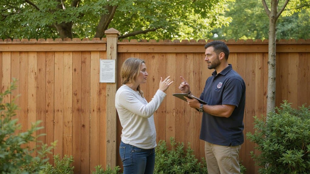 Homeowner reviewing client references before hiring a fence contractor