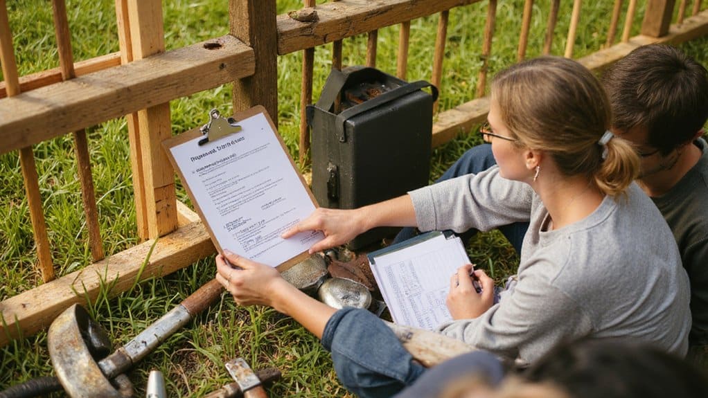 Homeowner reviewing fence contractor payment terms and project pricing