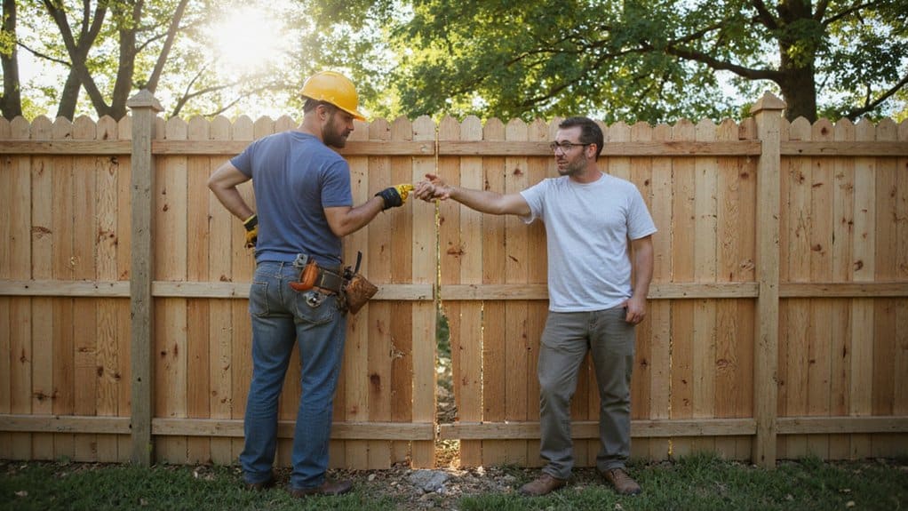 Fence contractor discussing unexpected fencing project issues and changes