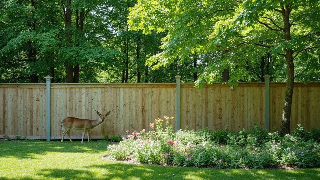 Eight-foot deer fence designed to stop deer from jumping into a yard