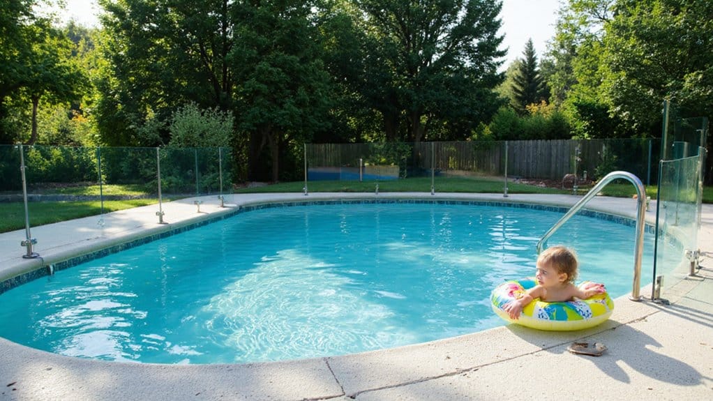 Secure pool fence helping reduce the risk of drowning accidents by restricting access to the pool area