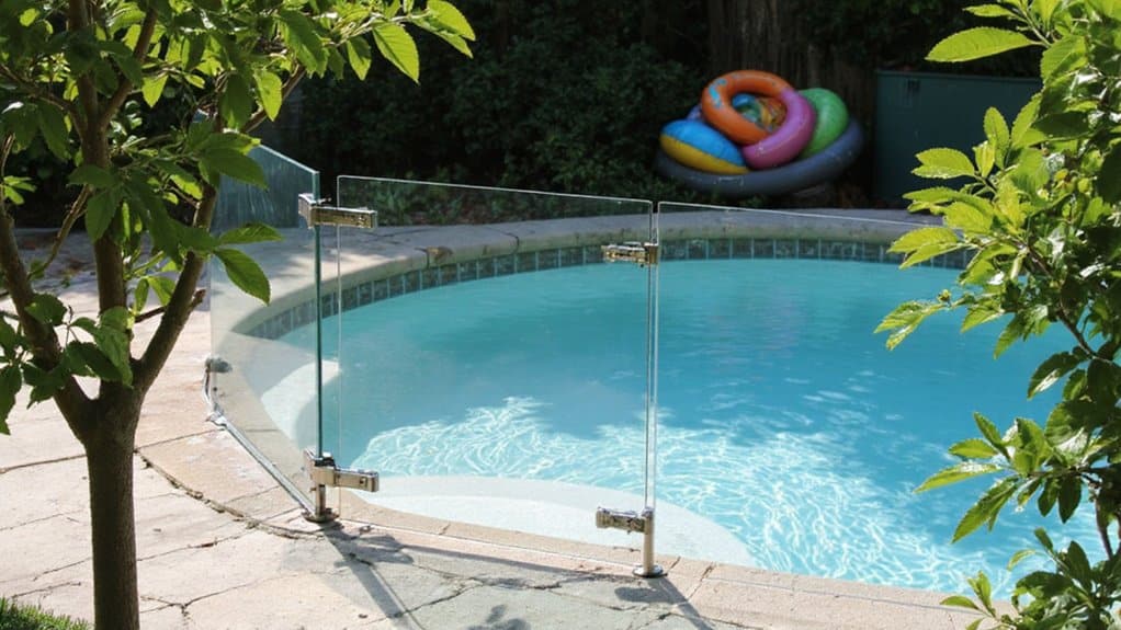 Pool safety fence with self-closing gate and locking mechanism to help prevent unauthorized access