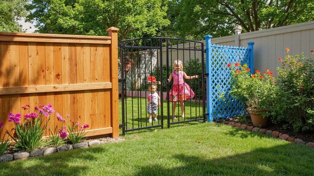 Different fence materials suitable for creating a child-safe backyard