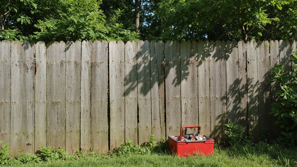 Common fence damage including broken boards, loose pickets, and leaning fence posts that can be repaired