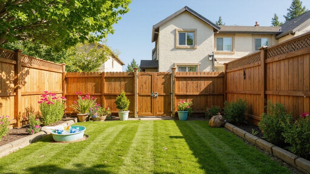 Backyard fence with anti-climb features and child-friendly safety enhancements