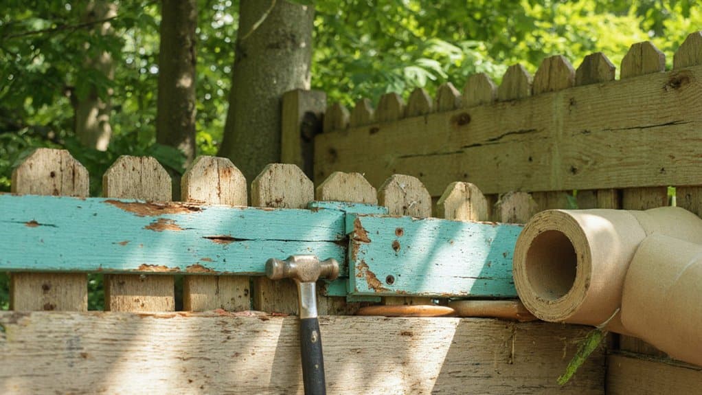 Homeowner cleaning and maintaining a wooden fence to extend its lifespan