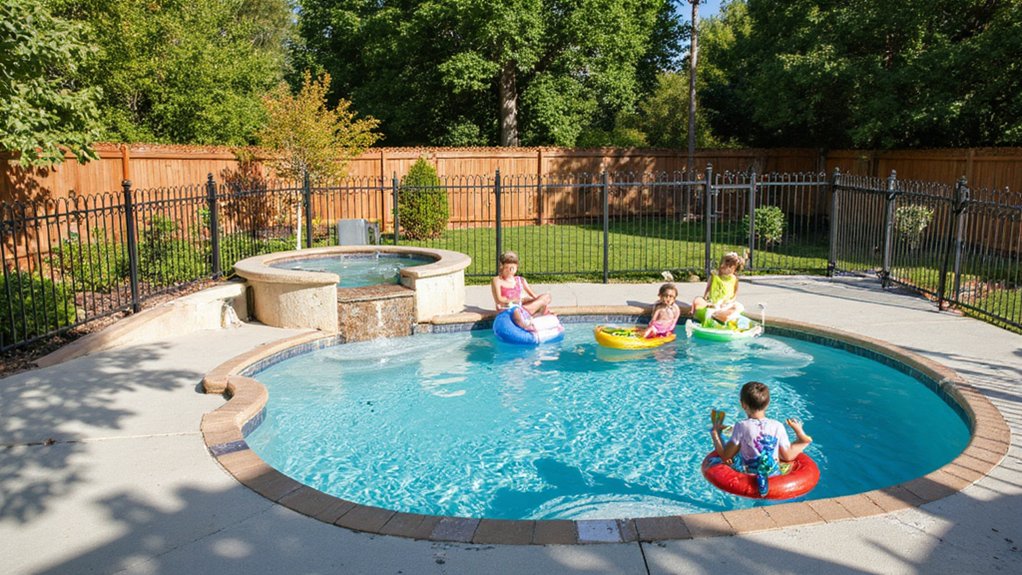 Different types of pool fences including glass, mesh, aluminum, and removable fencing options