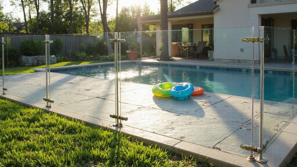 Durable pool fencing materials used around a residential swimming pool