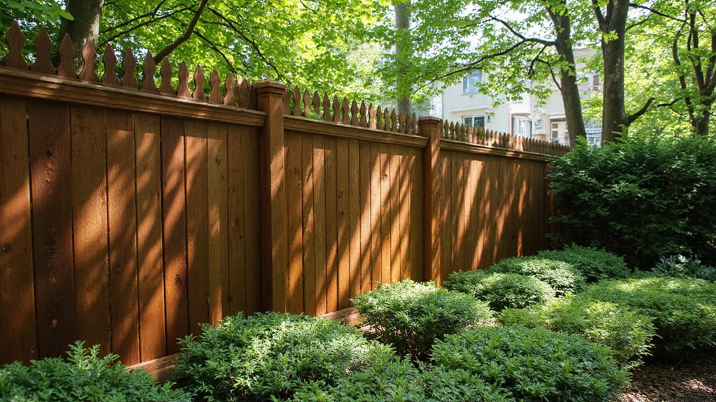 Solid tall fence design helping block traffic noise from a nearby road