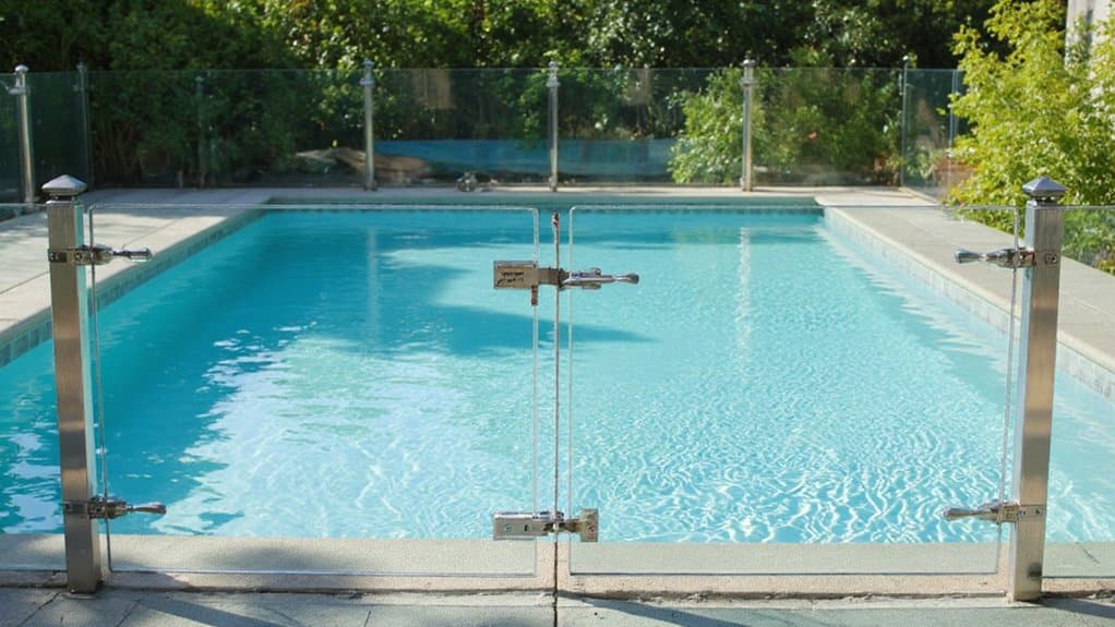 Pool fence designed to meet local safety regulations around a home pool