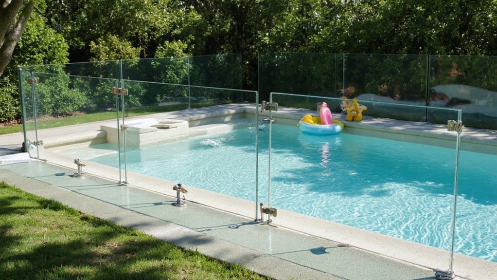 Modern pool fence with a self-closing safety gate