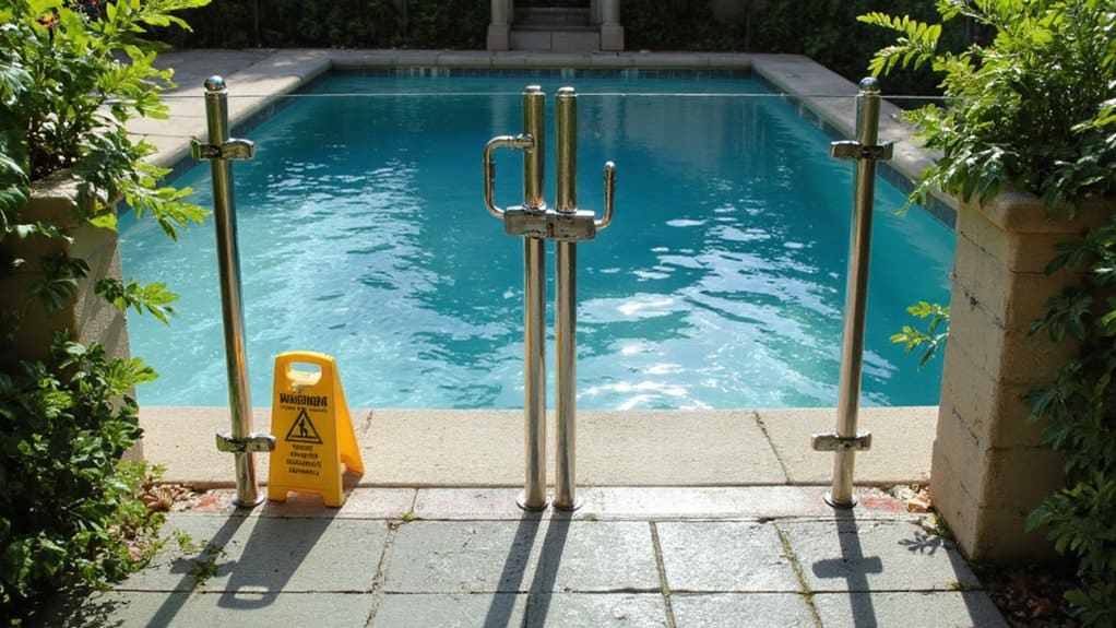 Pool fence meeting safety requirements around a residential swimming pool