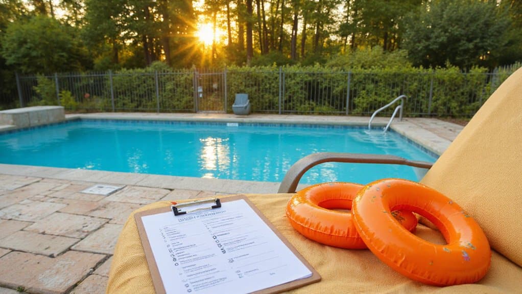 Pool maintenance and safety equipment inspection