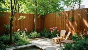 Fence designed to reduce street noise in a residential yard