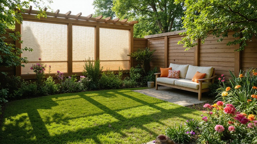 Transparent privacy screens that let natural light into a backyard